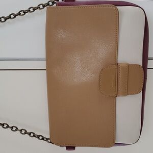 Marc Jacobs Tricolor (Taupe, Cream, Burgundy) Leather "Brighton" Shoulder Bag